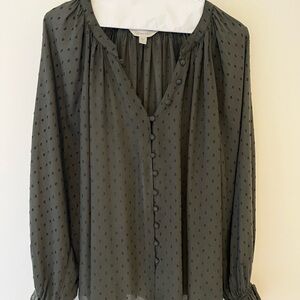 Garnet Hill Olive Green Blouse Size S